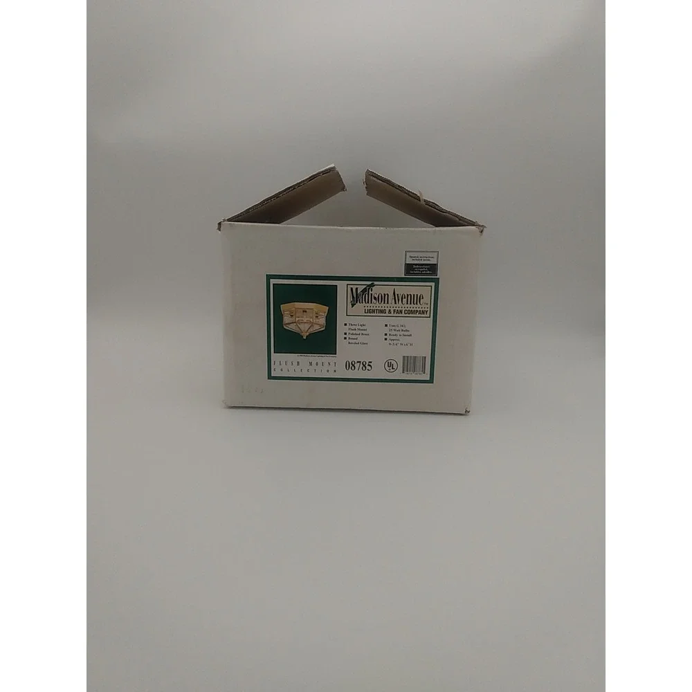Madison Avenue Flush Mount Collection, #08785, 3 Light, Polished Brass Fixture